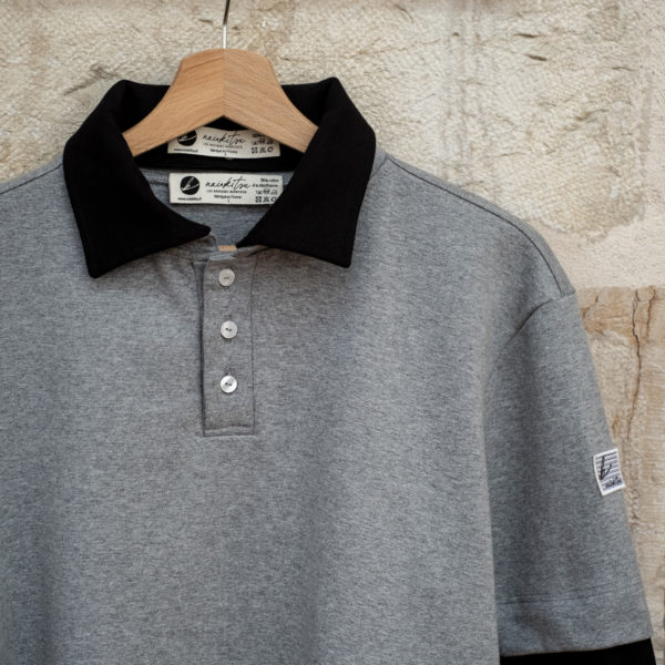 Polo Homme Gris Chiné - Col & Manches longues Noir – Image 7