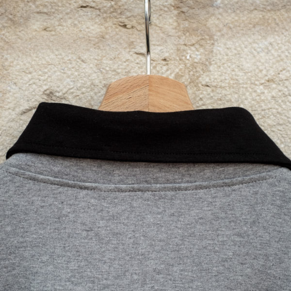 Polo Homme Gris Chiné - Col & Manches longues Noir – Image 5