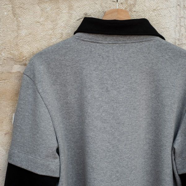 Polo Homme Gris Chiné - Col & Manches longues Noir – Image 4