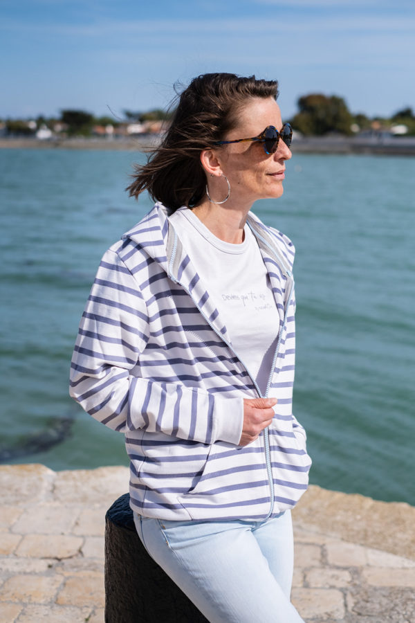 Striped Zipped Hoodie for women to be configured - Image 4