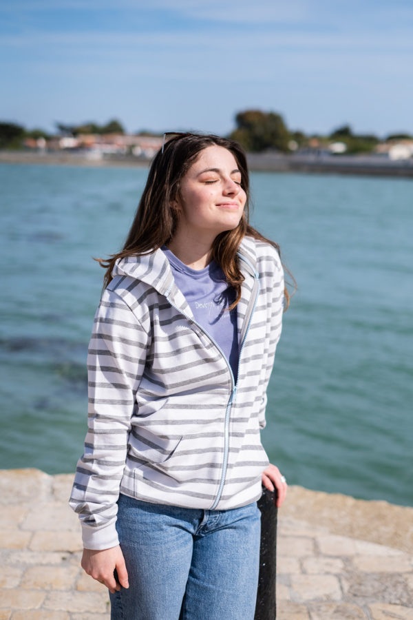 Striped Zipped Hoodie for women to be configured - Image 5