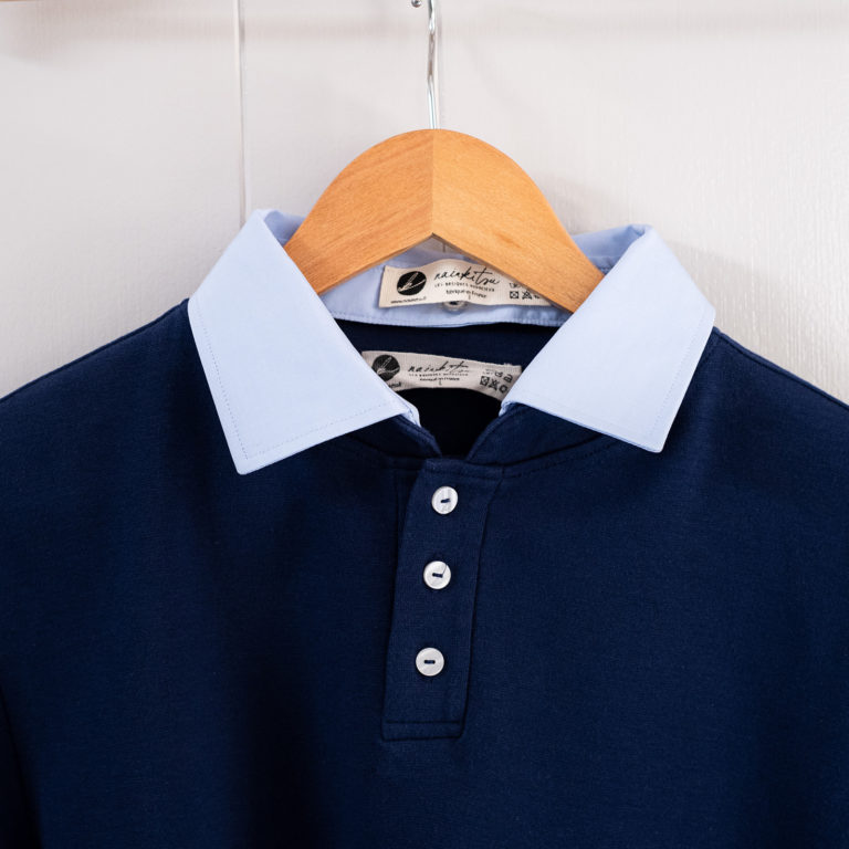 Polo Homme Bleu Marine & Col chemise Bleu clair