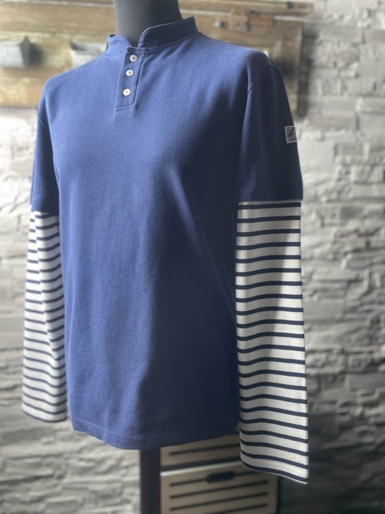 Polo Homme Bleu Marine & Manches Longues Rayées BLC-BM