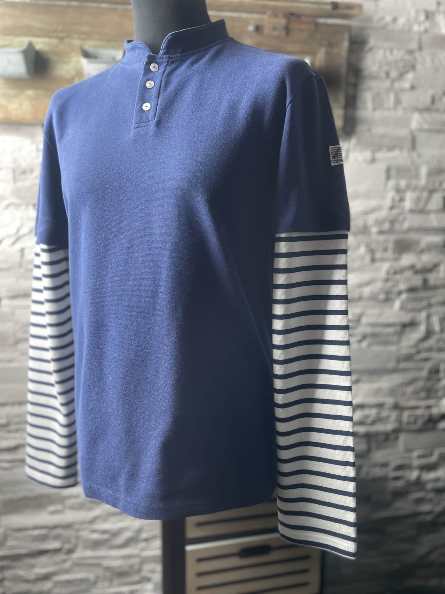 Polo bleu marine manches longues