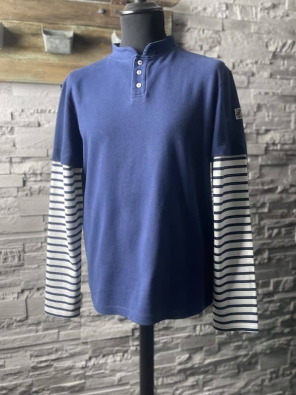 Polo Homme Bleu Marine & Manches Longues Rayées BLC-BM – Image 2