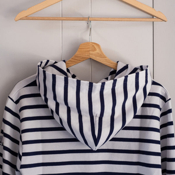 Pack Zipped Sweatshirt Mixed + Hood (Striped White/Navy Blue) - Image 9