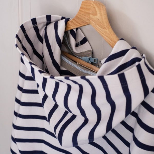 Pack Zipped Sweatshirt Mixed + Hood (Striped White/Navy Blue) - Image 2