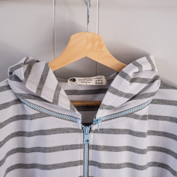 Pack Zipped Sweatshirt Mixed + Hood (Striped White/Grey Speckled) - Image 10