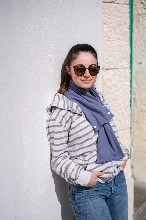 Pack Zipped Sweatshirt Mixed + Hood (Striped White/Grey Speckled) - Image 11