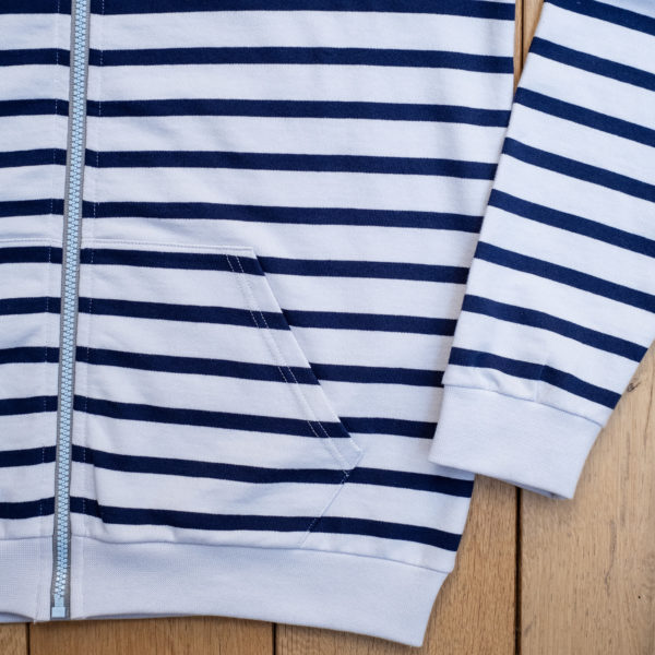 Pack Zipped Sweatshirt Mixed + Hood (Striped White/Navy Blue) - Image 6