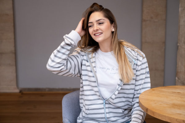 Pack Zipped Sweatshirt Mixed + Hood (Striped White/Grey Speckled) - Image 7
