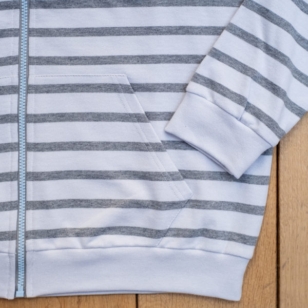 Pack Zipped Sweatshirt Mixed + Hood (Striped White/Grey Speckled) - Image 6