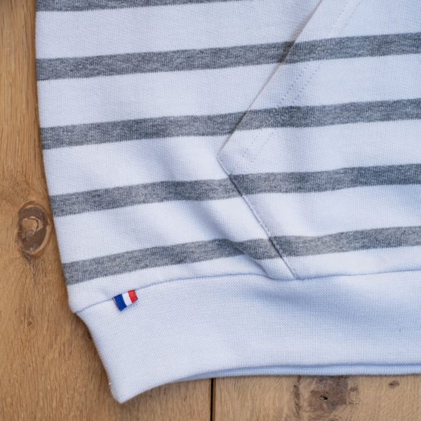 Pack Zipped Sweatshirt Mixed + Hood (Striped White/Grey Speckled) - Image 8