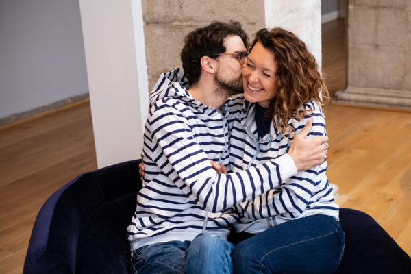 Pack Zipped Sweatshirt Mixed + Hood (Striped White/Navy Blue) - Image 3