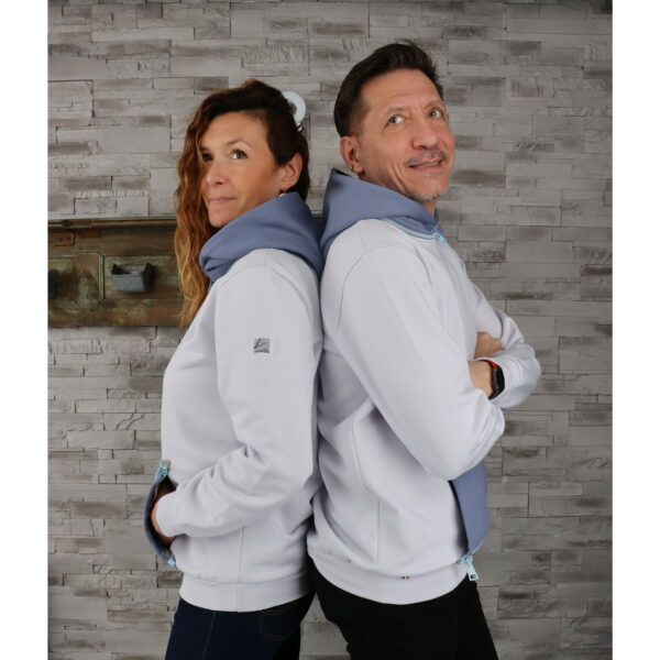 Sweat "INDUS" mixte Gris Clair + Capuche & Poche Gris Bleu – Image 6