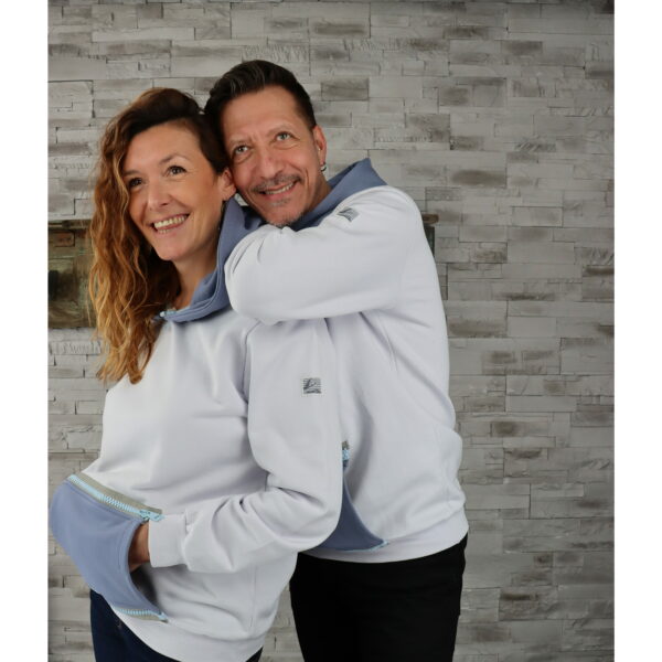 Sweat "INDUS" mixte Gris Clair + Capuche & Poche Gris Bleu – Image 7