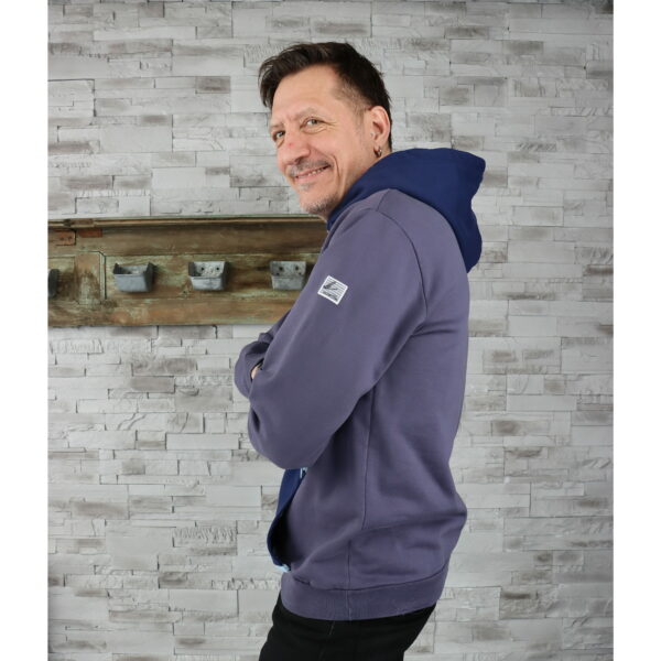 Sweat "INDUS" mixte Gris Foncé + Capuche & Poche Bleu Marine – Image 3
